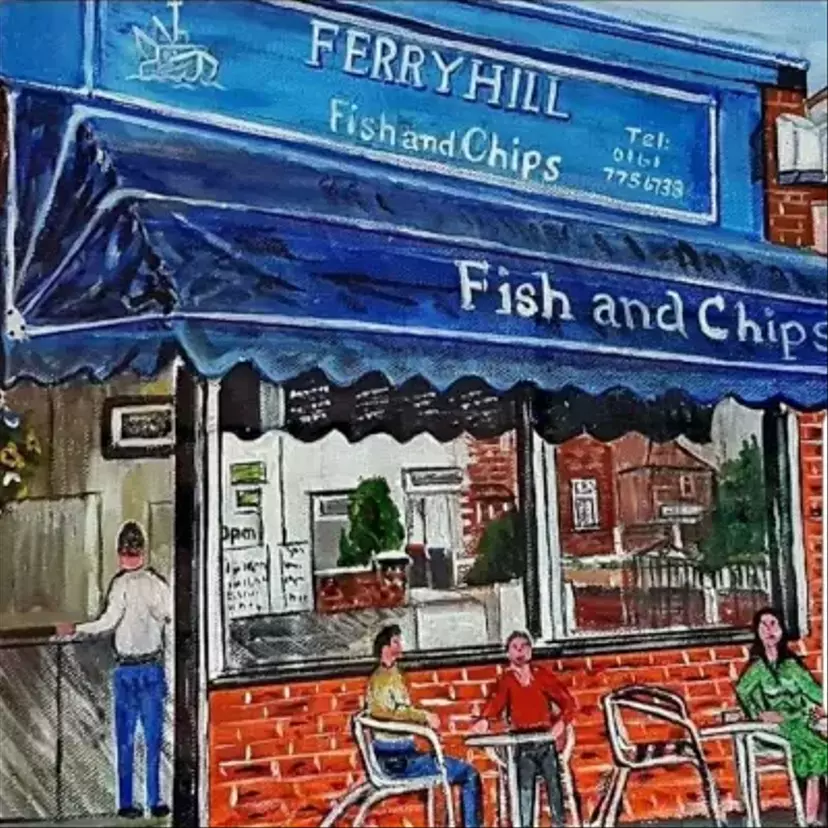 painting of ferryhil fish and chips